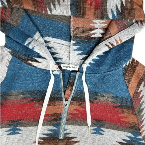Oli & Hali Aztec Hoodie Pullover Women’s Southwest Half Zip Kangaroo Pocket Lg - Picture 3 of 4